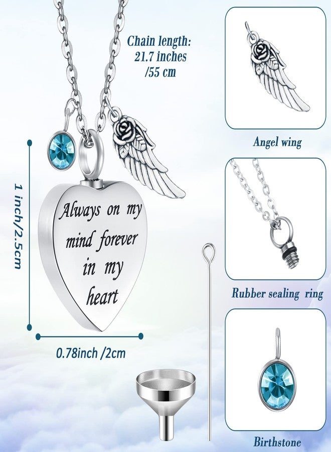 Aurelema 5 Pieces Heart Urn Necklace for Ashes Women Urn Stainless Steel Necklace Cremation Jewelry with 12 Birthstones for Ashes Always on My Mind - Image 2